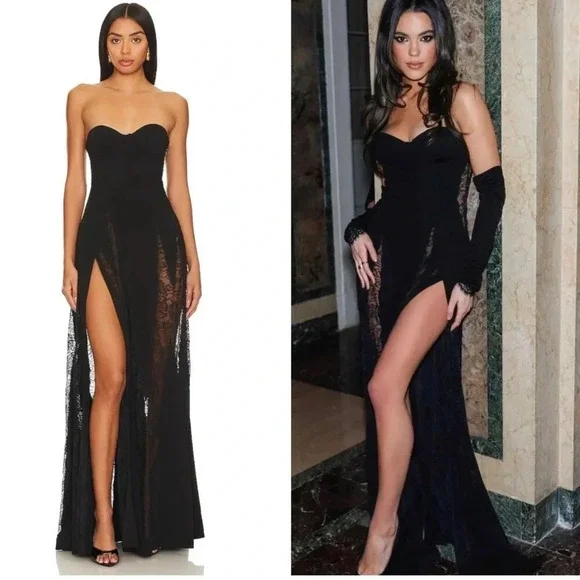 Retrofete Evangeline Dress Black Strapless Maxi Gown Corset Strapless Size S - Picture 1 of 5